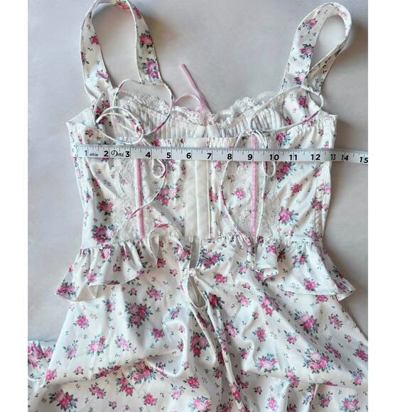 For Love & Lemons NWT That’s Amore Slip Floral Corset Mini Dress size Small - Picture 9 of 12